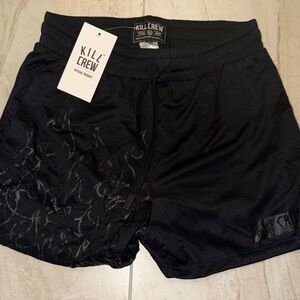 Kill Crew Black Mesh Athletic Shorts with Subtle Gloss Print